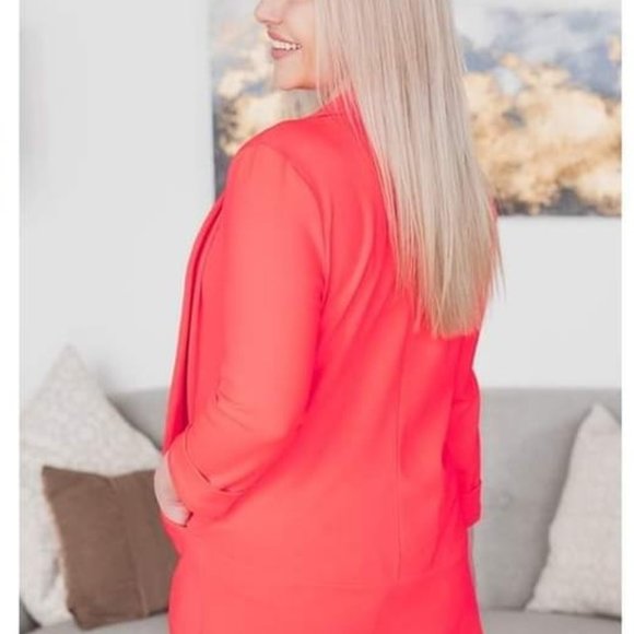 NEW Silver Icing Neon Coral Weekday Pocket Blazer - Picture 5 of 7